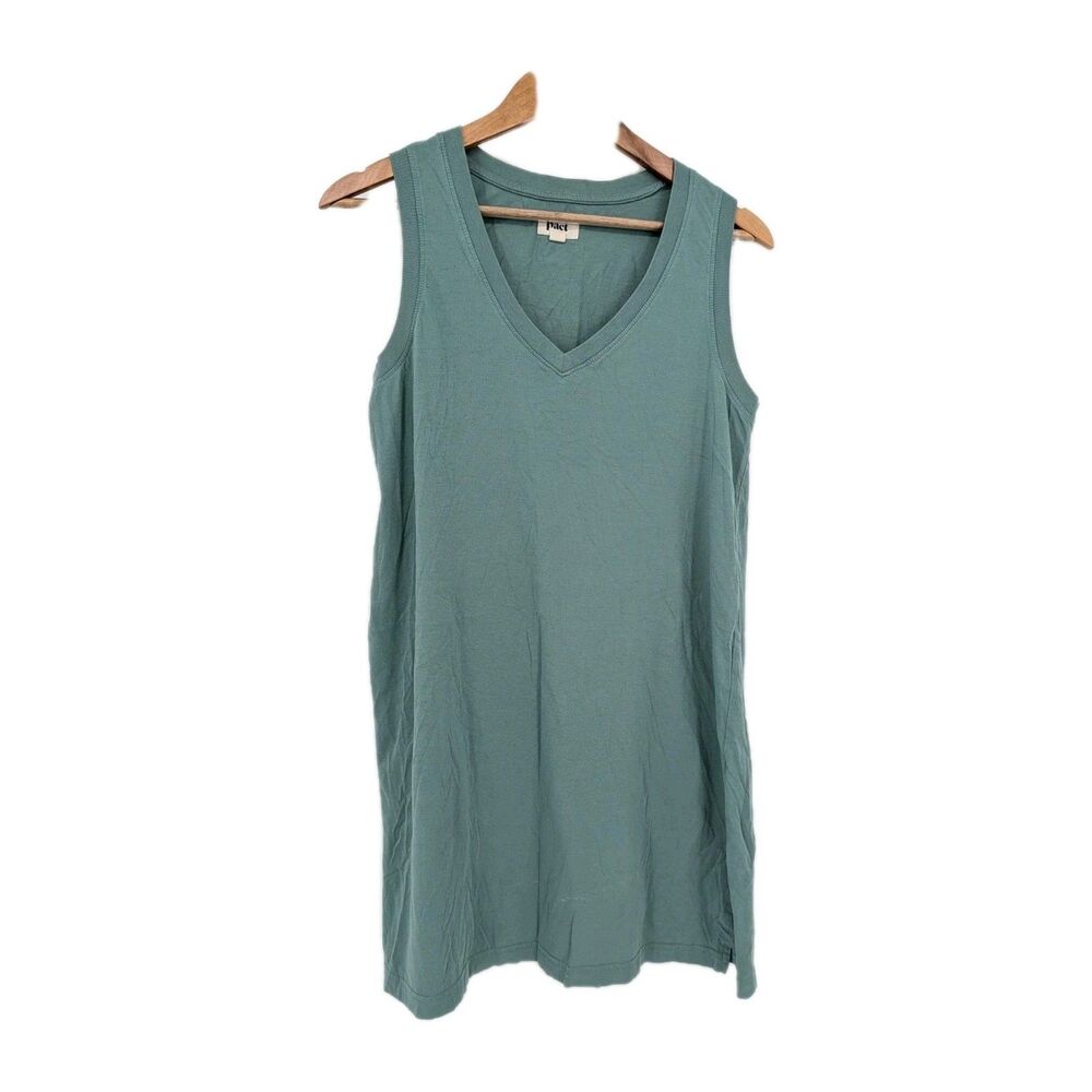 Pact tank dress v-neck organic cotton sage green women's sleeveless medium